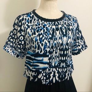 NWT FEMME printed  pattern Blue Top S